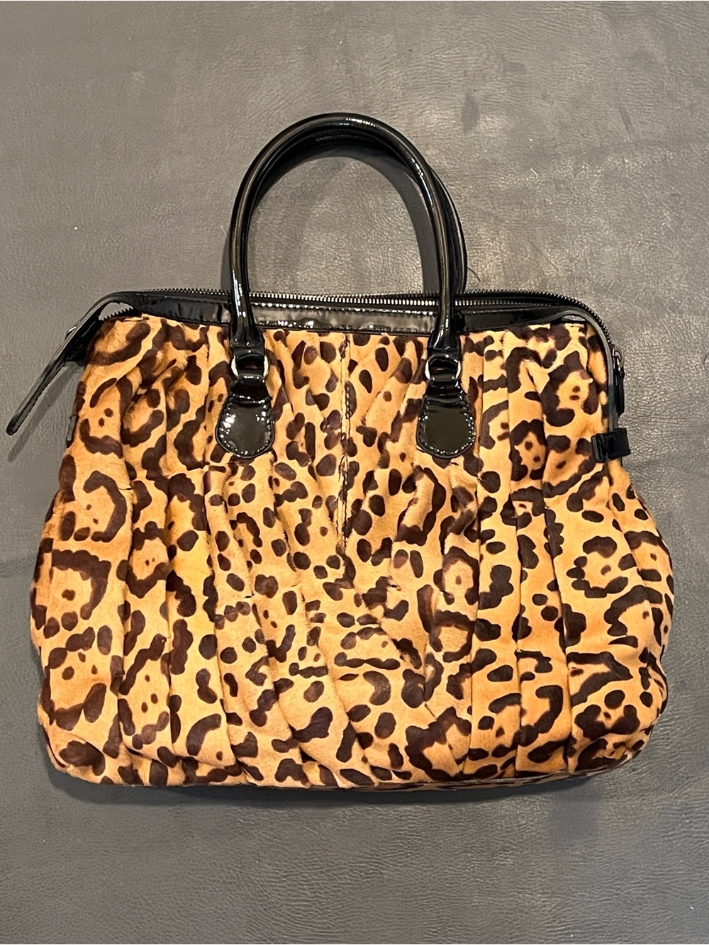 Valentino Garavani Leopard Print Pleated Pony Hair Maison Tote Bag